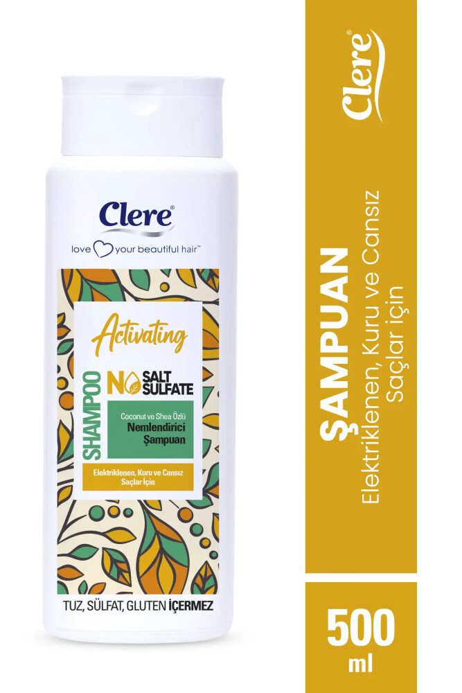 Clere Activating Coconut ve Shea Özlü Elektriklenme Karşıtı Nemlendirici Şampuan - Clere