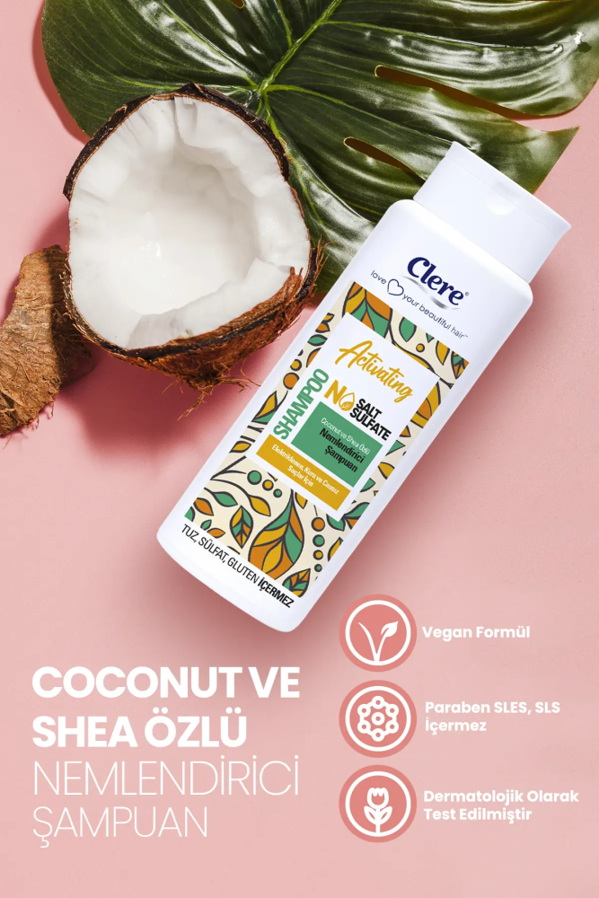Clere Activating Coconut ve Shea Özlü Elektriklenme Karşıtı Nemlendirici Şampuan - 6