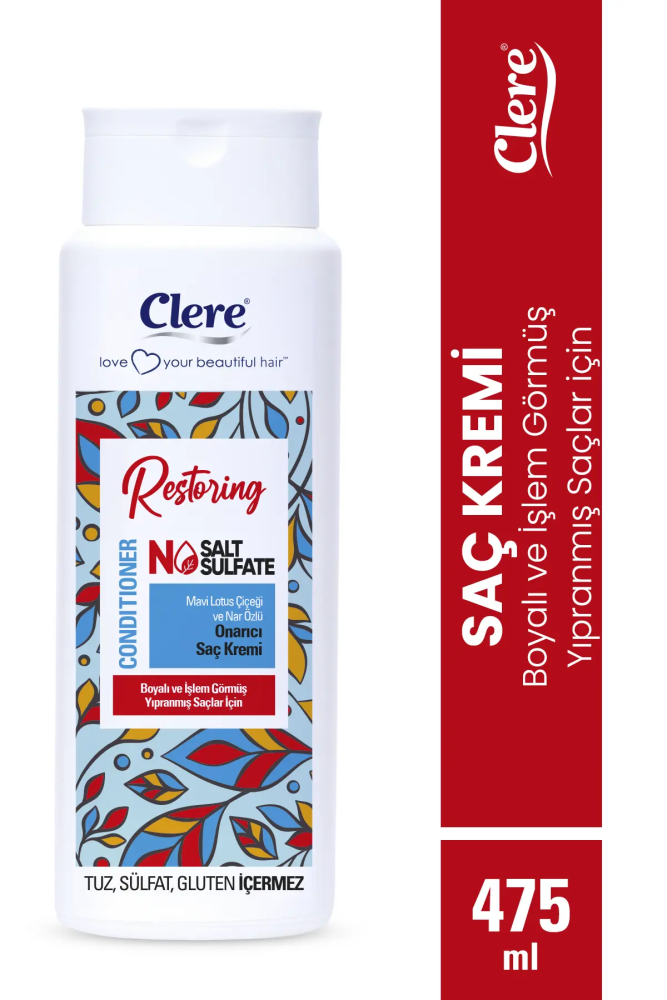 Clere Restoring Mavi Lotus Çiçeği ve Nar Özlü Renk Koruyucu Onarıcı Saç Kremi - 1