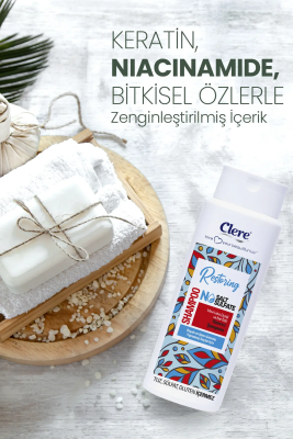 Clere Restoring Mavi Lotus Çiçeği ve Nar Özlü Renk Koruyucu Onarıcı Şampuan - 4