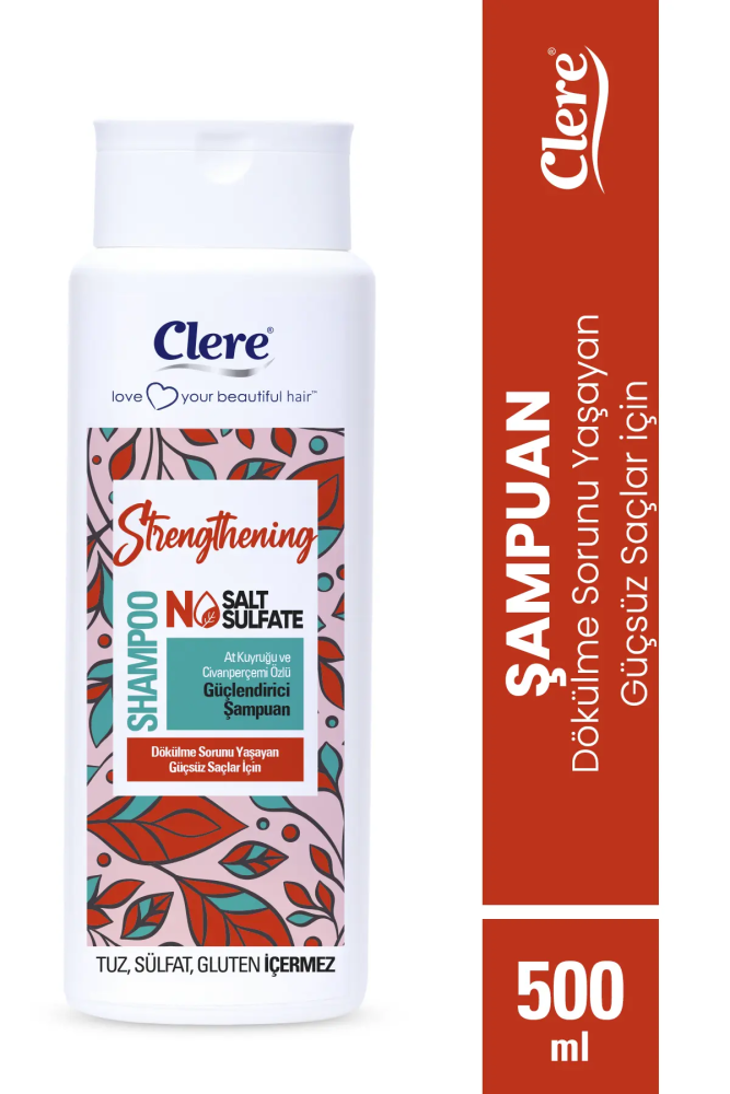Clere Strengthening At Kuyruğu ve Civanperçemi Özlü Dökülme Karşıtı Güçlendirici Şampuan - 1