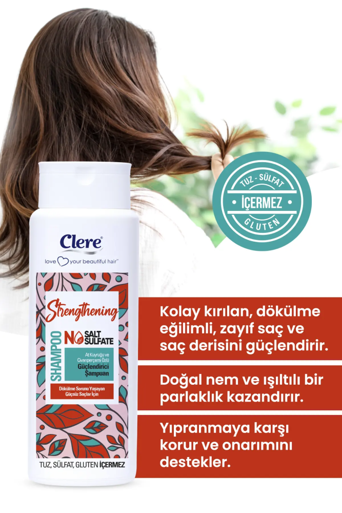 Clere Strengthening At Kuyruğu ve Civanperçemi Özlü Dökülme Karşıtı Güçlendirici Şampuan - 5