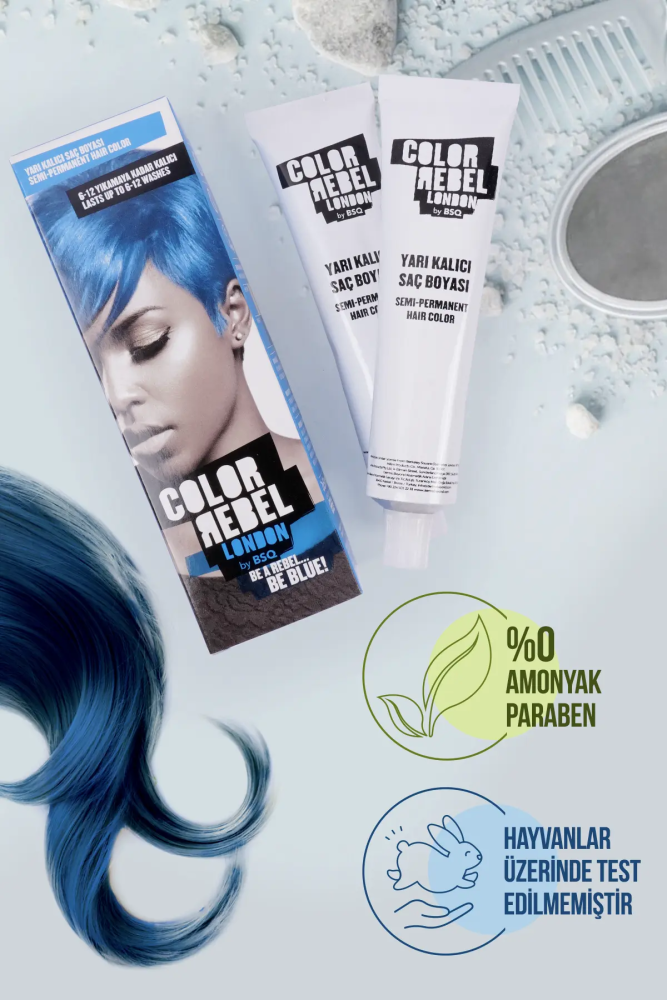 Color Rebel Parabensiz & Amonyaksız Mavi Geçici Saç Boyası - 3