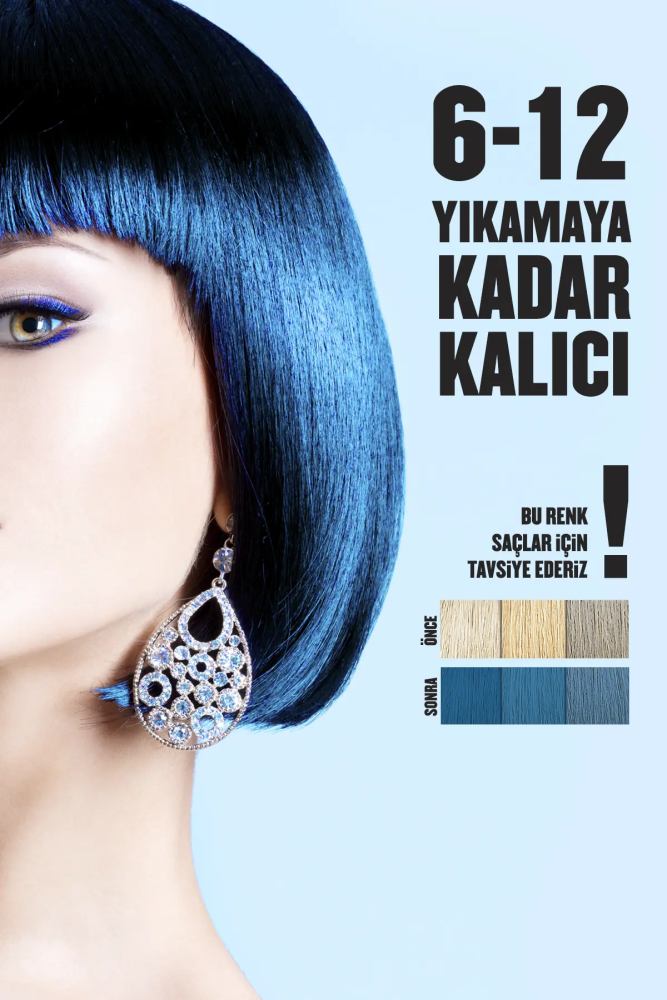 Color Rebel Parabensiz & Amonyaksız Mavi Geçici Saç Boyası - 5
