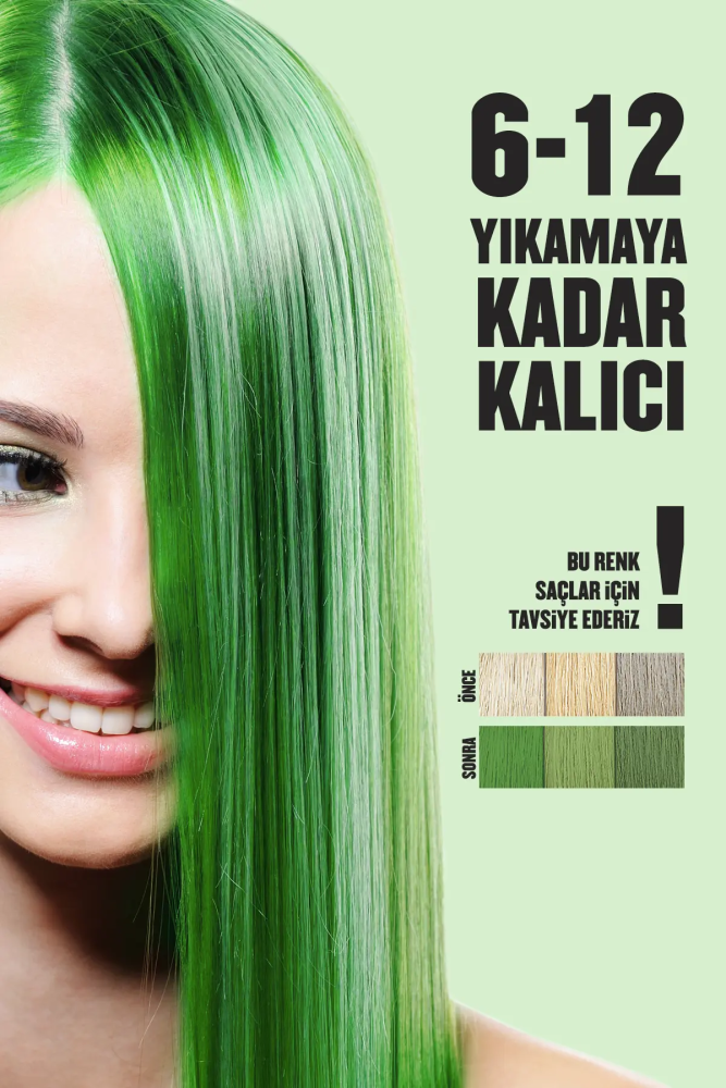 Color Rebel Parabensiz & Amonyaksız Yeşil Geçici Saç Boyası - 5