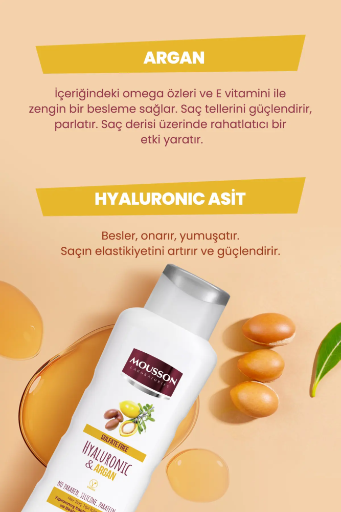 Hyalüronik Asit & Argan İçeren Onarıcı ve Besleyici Sülfatsız Saç Bakım Krem ve Maskesi - 4