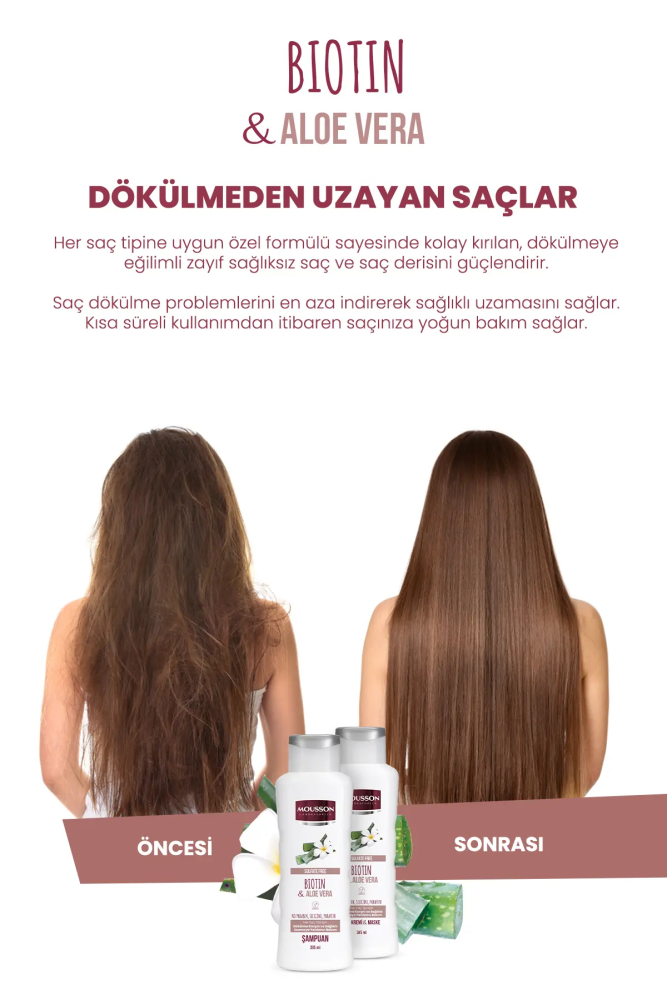 Mousson Biotin ve Aloe Vera İçeren Dökülme Karşıtı ve Uzamaya Yardımcı Sülfatsız Saç Bakım Krem ve Maskesi - 6