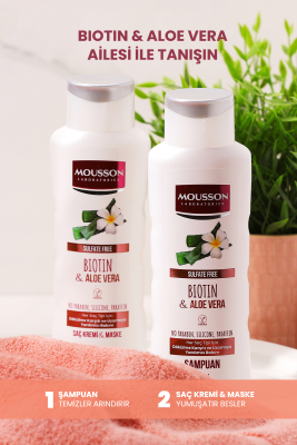 Mousson Biotin ve Aloe Vera İçeren Dökülme Karşıtı ve Uzamaya Yardımcı Sülfatsız Saç Bakım Krem ve Maskesi - 7