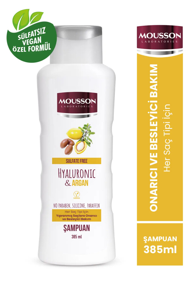 Mousson Hyalüronik Asit ve Argan İçeren Onarıcı ve Besleyici Sülfatsız Saç Bakım Şampuanı - Mousson Laboratories