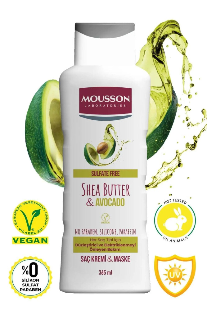 Mousson Shea Yağı & Avokado İçeren Düzleştirici ve Elektriklenmeyi Önleyen Sülfatsız Saç Bakım Krem ve Maskesi - Mousson Laboratories