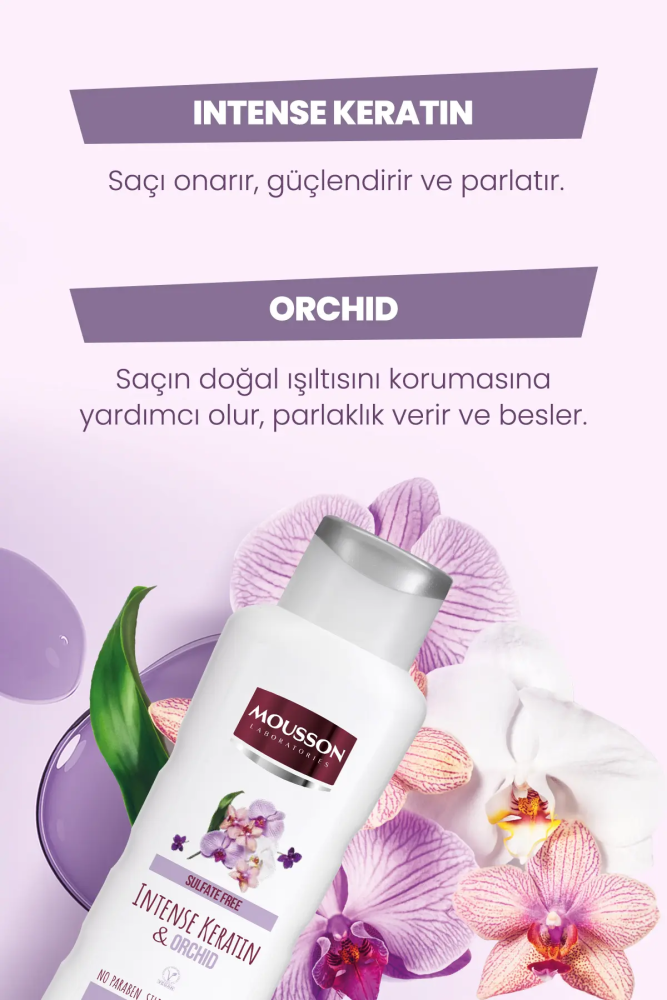 Mousson Yoğun Keratin & Orkide içeren Renk Koruyucu ve Yıpranmayı Onaran Sülfatsız Saç Bakım Krem ve Maskesi - 4