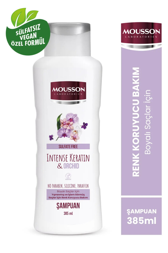 Mousson Yoğun Keratin & Orkide İçeren Renk Koruyucu ve Yıpranmayı Onaran Sülfatsız Saç Bakım Şampuanı - Mousson Laboratories